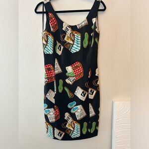 Neiman Marcus Black Dress with Colorful Print